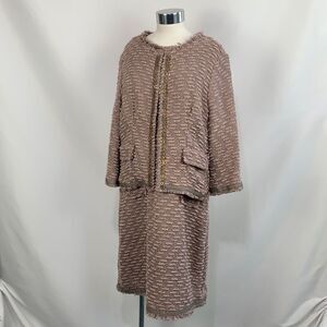 Bill Cost tan knit sheath with jacket/chain trim dress
